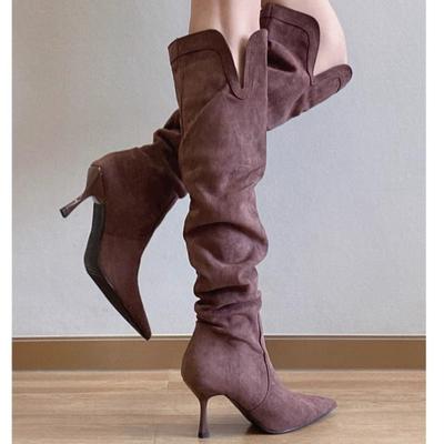 High Heels Over The Knee Women High Boots Fashion Pointed Toe Suede Shoes Winter 2025 Trend Elegant Party Shoes Sexy Botas Mujer