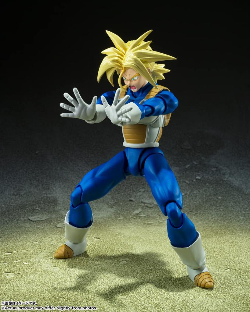 TAMASHII NATIONS S.H.Figuarts Dragon Ball Super Saiyan Trunks - The Super Power He Holds Within, Approximately 140mm, PVC & ABS, Painted Mov