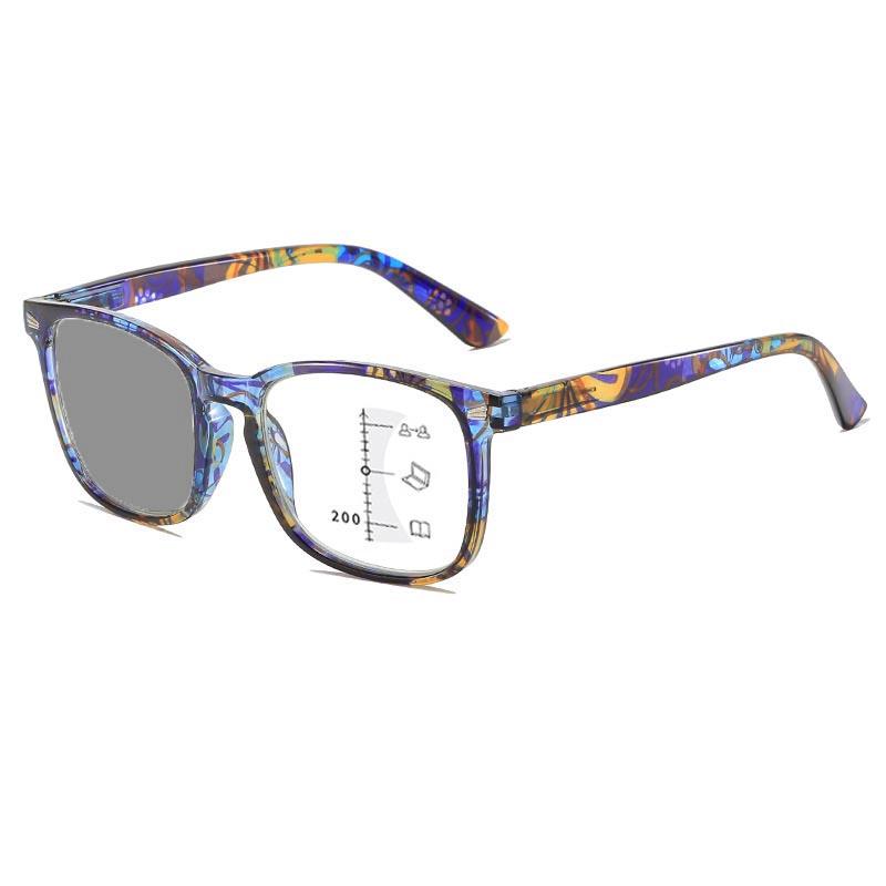 Photochromic Multifocal Reading Glasses for Women Anti Blue Light Far Sight Eyeglasses Ultra Light Spring Leg Presbyopia Glasses