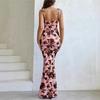 European and American sexy women's clothing new floral slim-fit dress sleeveless suspender long dress hip skirt