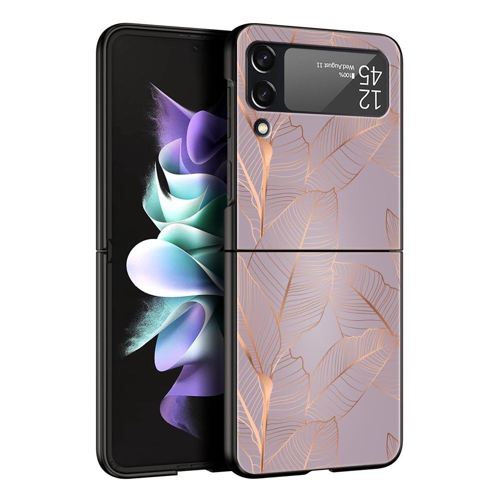Handyhülle für Samsung Galaxy Z Flip 3 4 5 6 Faltbar Schwarze Schale Schöne Rosegold Kunst Für Samsung Z Flip4 Flip5 PC Hartschalenabdeckung