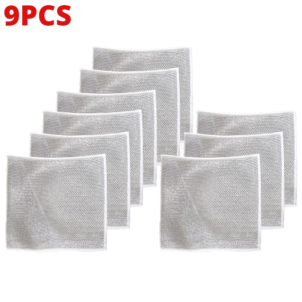 1-10PCS Multipurpose Wire Miracle Cleaning Cloths Reusable Kitchen Dishcloth Rags Non Stick Magic Dish Towel Cleaning Tools