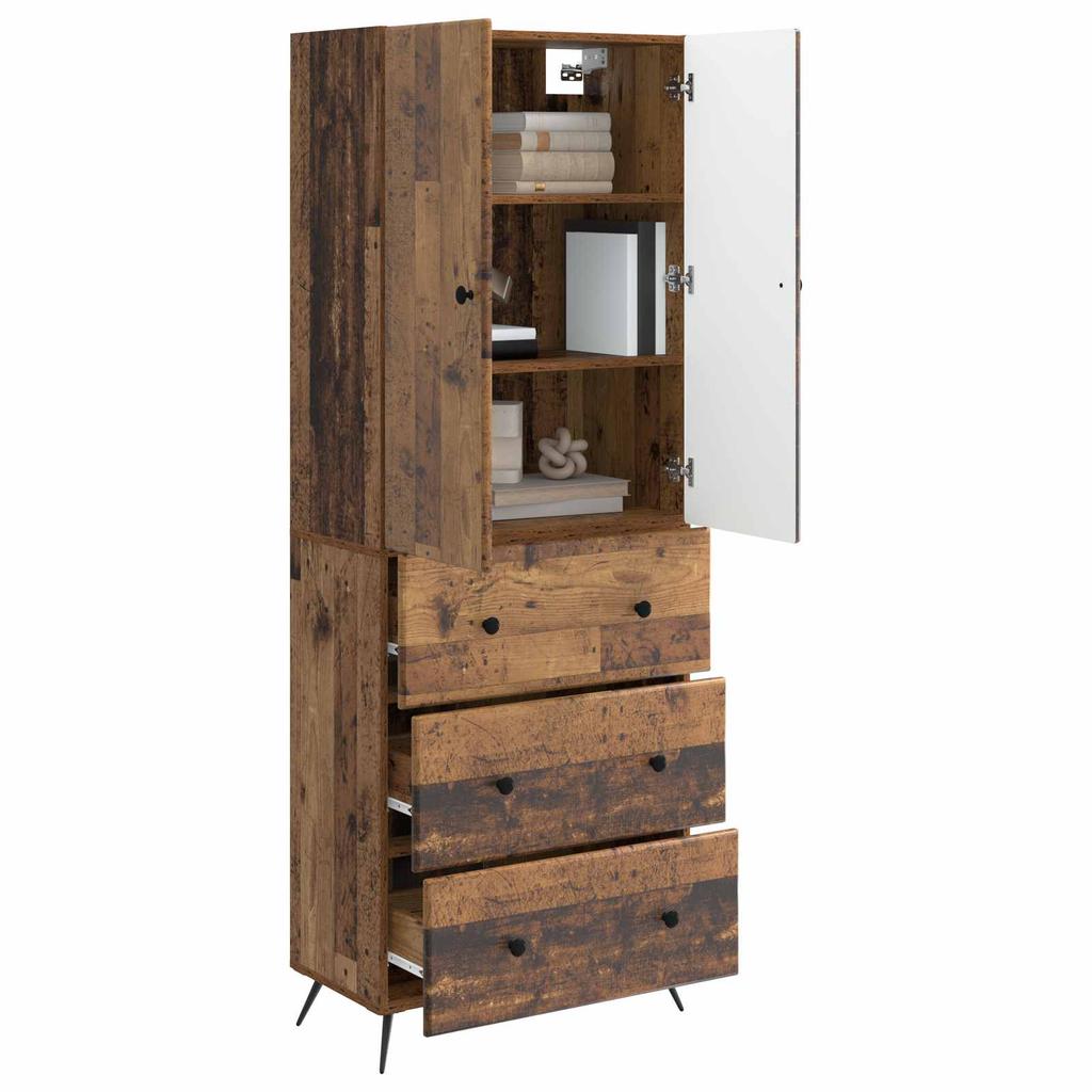 2 Piece Cabinet Set Reclaimed Wood Look 66 x 34.5 x 90 cm Particleboard