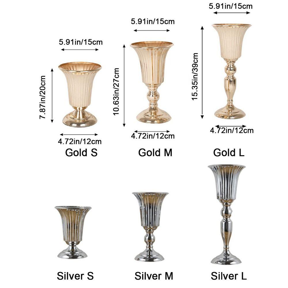 European Style Wedding Flower Vase Golden Dried Flower Pot Metal Trumpet Vases  Living Room