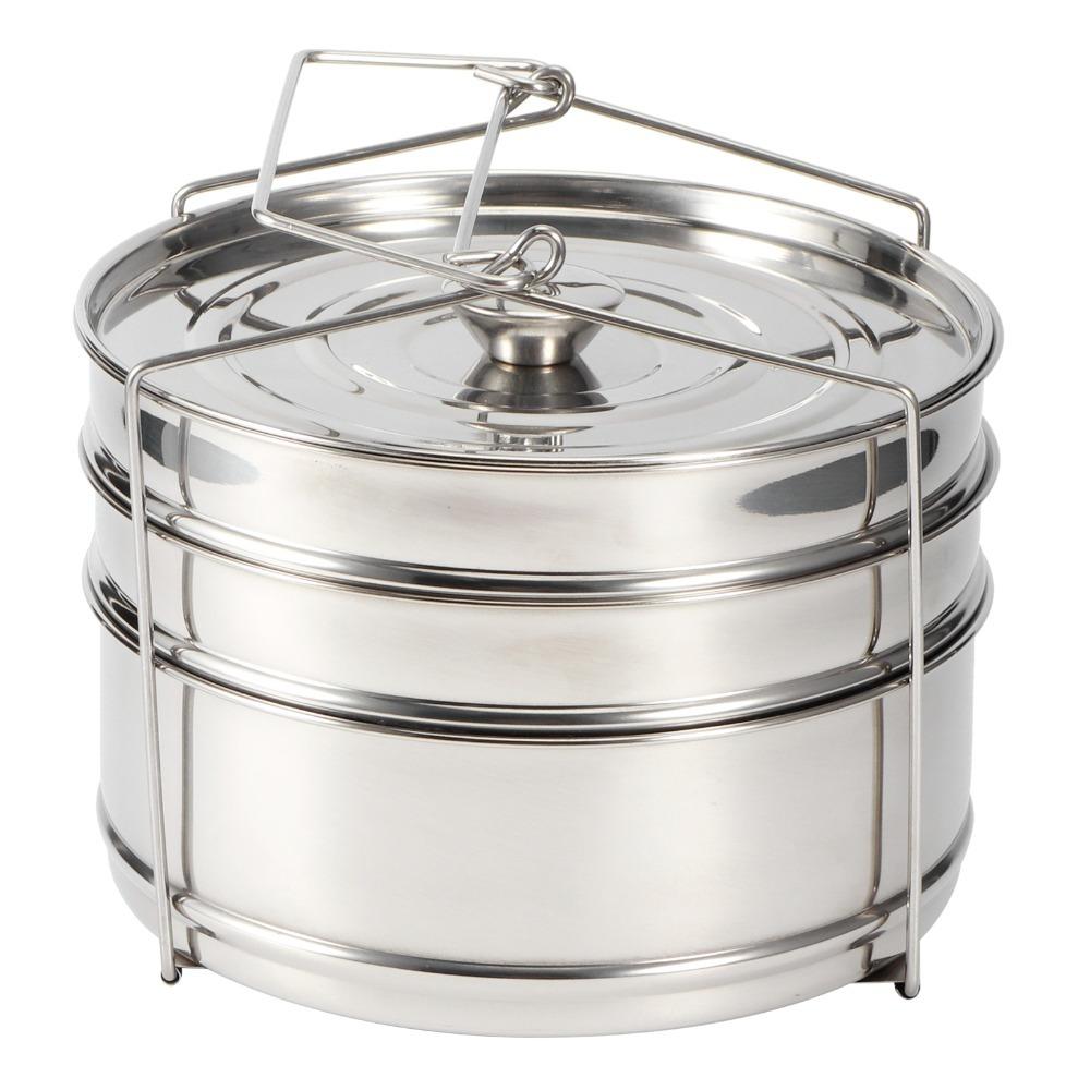 Stainless Steel Steamer Cooker Silver Large Capacity Steamer Insert Pans Stackable Layered Steaming Steamer Inserts Set
