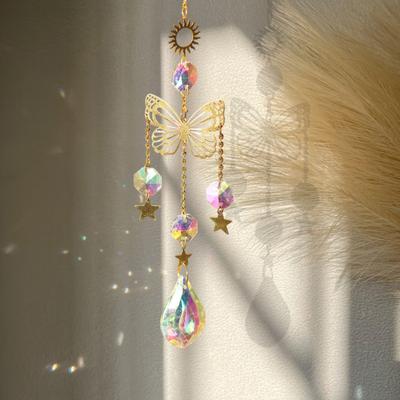Faux Crystal Sun Catcher Decoration Butterfly Mushroom Moon Star Sun Hanging Ornament Indoor Outdoor Home Office Garden Window Hanging Pendant