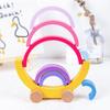 Arch Bridge Rainbow Building Blocks Trailer Kids Montessori Educational Games Color and Shape Cognitive Wooden Toys for Children