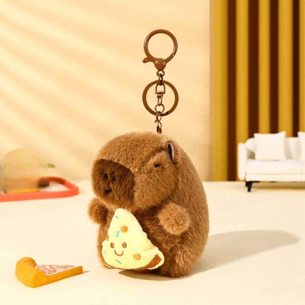 Cute Capybara Key Pendant Stuffed Animals Plush Doll Lovely Capybara Keychain  School Bag Pendant