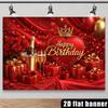2D Romantic Red Gold Happy Birthday Backdrop for Birthday Photoshoot