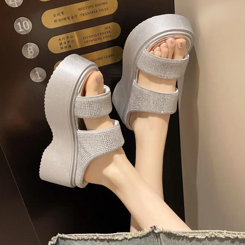 Women's Slippers 2024 Summer High Heel Flat Open Toe Women's Shoes Paired with Dresses Outdoor Women's Sandals Slipper