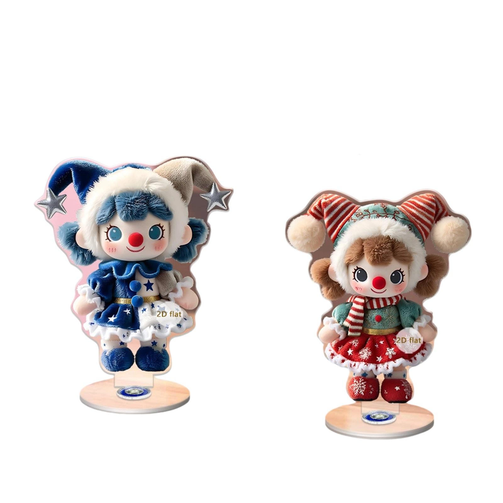 

Christmas Cute Red And Blue Clown Festival Atmosphere 2D Acrylic 360 Rotating Ornament Gift Ornament One Size