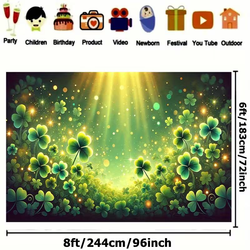 2D Holiday Background Cloth Sparkling Shamrock Banner for St. Patrick's Decor