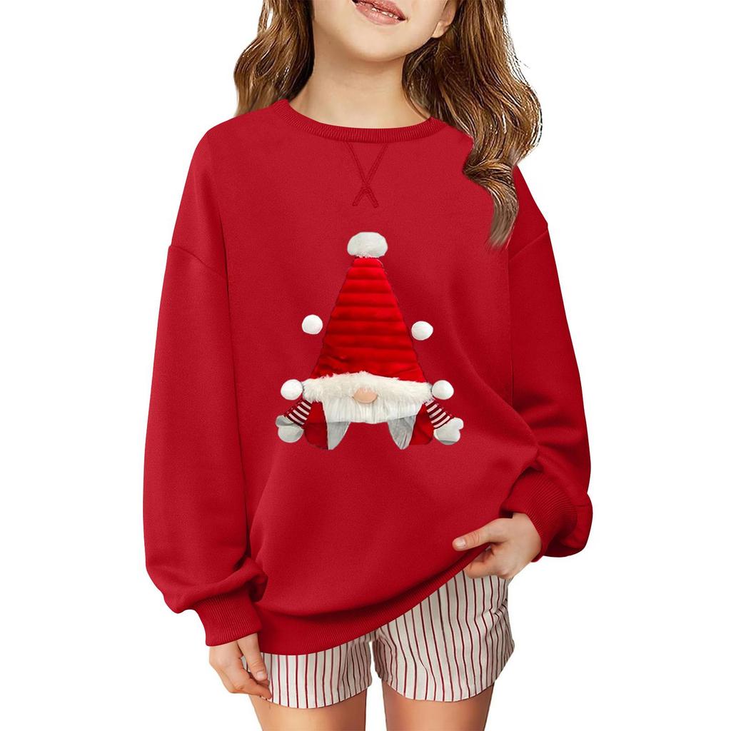 Children's Fashionable Casual Long-sleeved Loose Christmas Print Pullover Sweatshirt