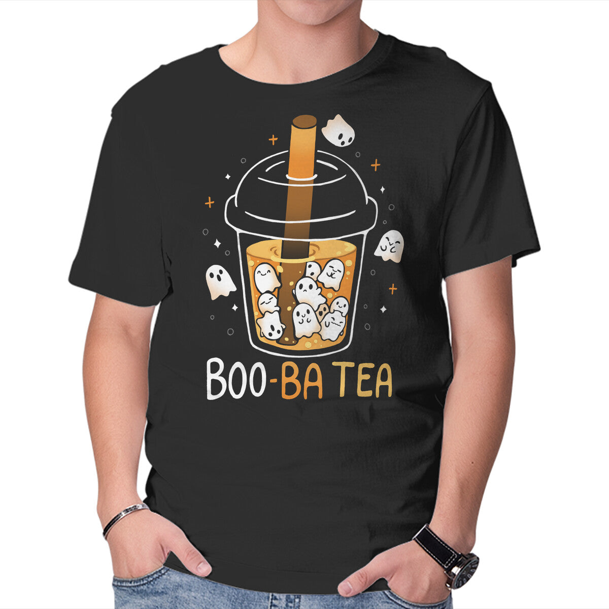 Unisex Crew Neck T-Shirt Boo-Ba Tea Graphic Short Sleeve Casual Tee L