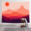 Mountain Red Sun Tapestry Forest Trees Natural Landscape Wall Hanging  Beach Towel Room Aesthetic Decor Home