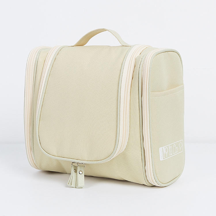 Pure Color Multi Compartment Pockets Oxford Cloth Wash Toiletry Bag Travel Portable For Toothbrush Storage