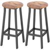 Bar Stools Set of 2 Breakfast Bar Stools with Footrest, Industrial Round, 32 x 32 x 65 cm, Rustic Brown