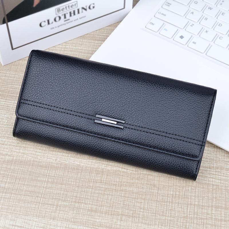 Women's Tri-Fold Leather Wallet - Long, Multi-Card Slot, Soft, Fashionable, Large Capacity Clutch