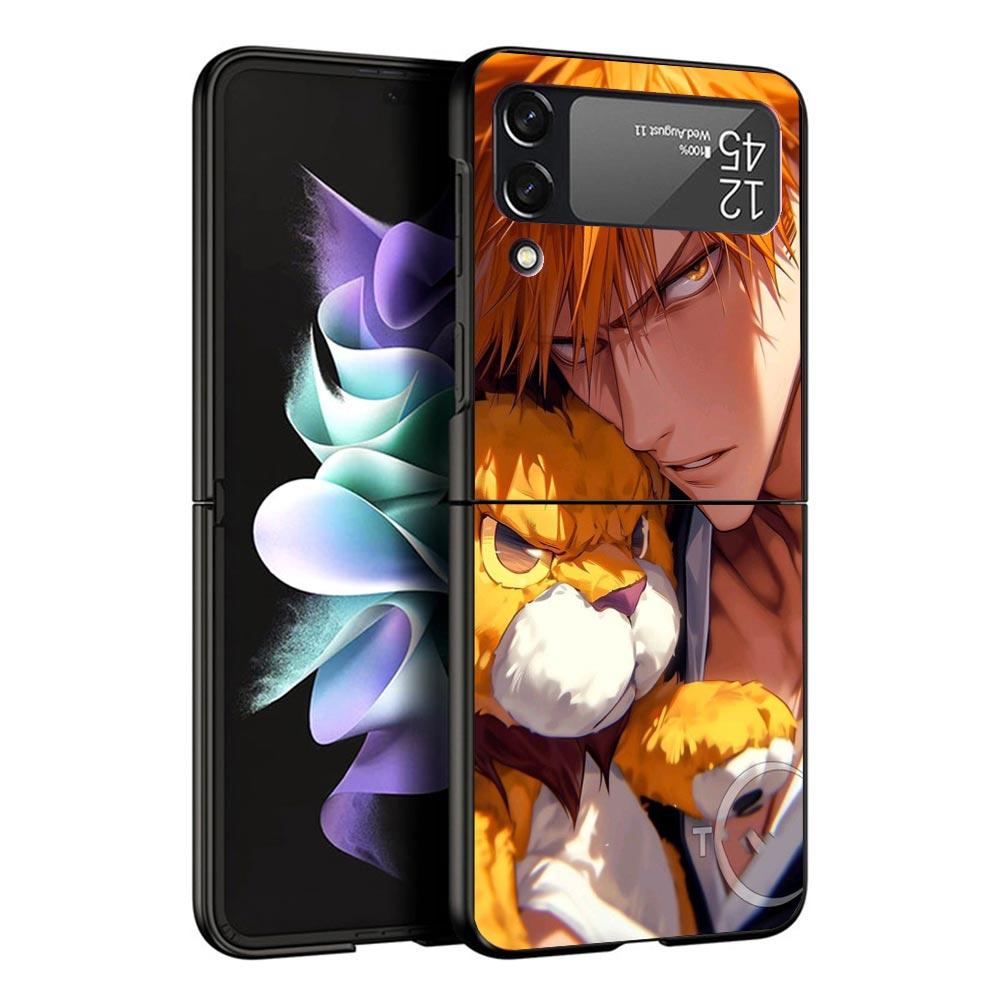 Kurosaki Ichigo Bleach Black Phone Case For Samsung ZFlip7 ZFlip6 ZFlip5 ZFlip4 ZFlip3 5G Hard Protective Galaxy Z Flip 3 4 5 6