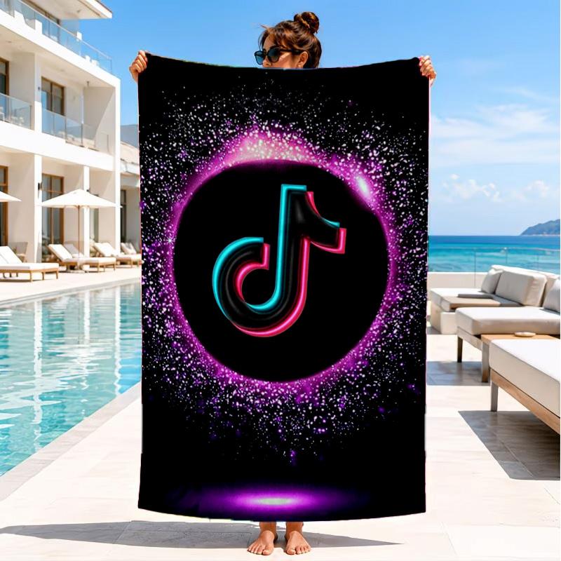 Tiktok Logo Design Beach Towel, Quick-drying, Easy To Care For, Suitable for Both Fitness and Beach Vacations,Sports Essential