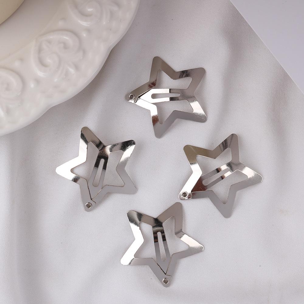 Korean Y2K Silver Star Hairpin - Versatile Metal Five-Pointed Star BB Clip Accessory