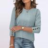Damen 3/4-Arm Oberteil Lässige Bequeme Bluse