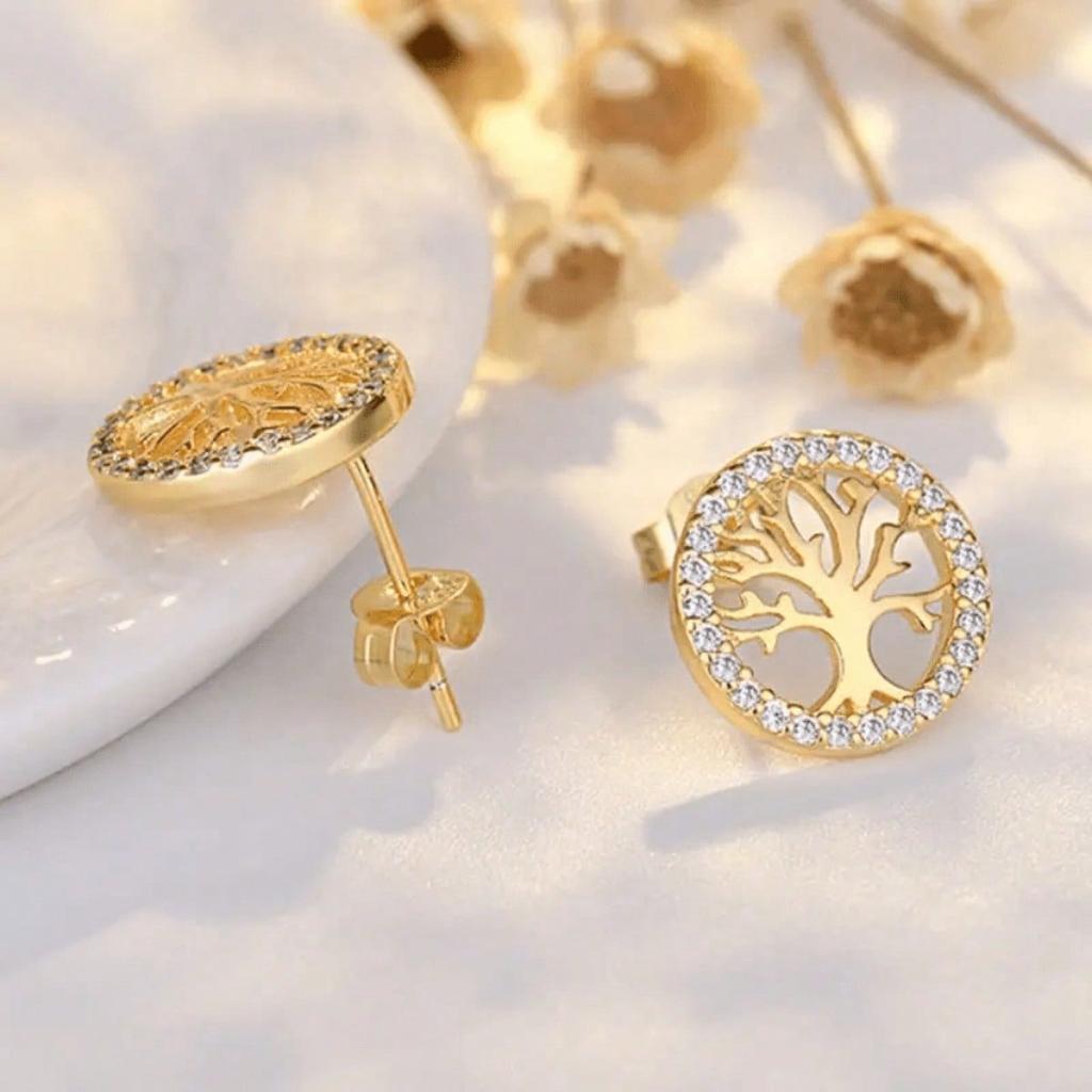 1 Pair of Life Tree Fashionable, Simple and Elegant Fashion Earrings, Lightweight and Luxurious Synthetic Zircon, Suitable for Daily Wear