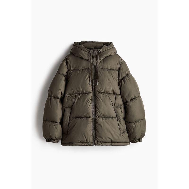 

HM Women clothes Cotton-padded jacket Winter Warm Quilting Loose Drawstring Hoodie Cotton-Padded Coat 1009247 Deep khakis 016 155/76