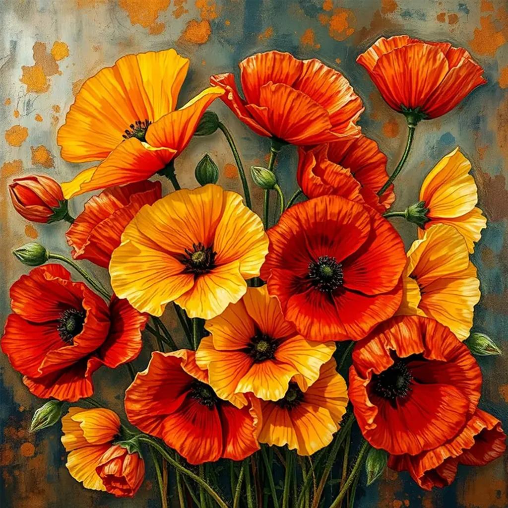 Flowers DIY No Frame Acrylic Oil Painting Numbers Kit 40*40cm Acrylic Paint By Numbers Kit On Canvas for Beginner Wall Decor