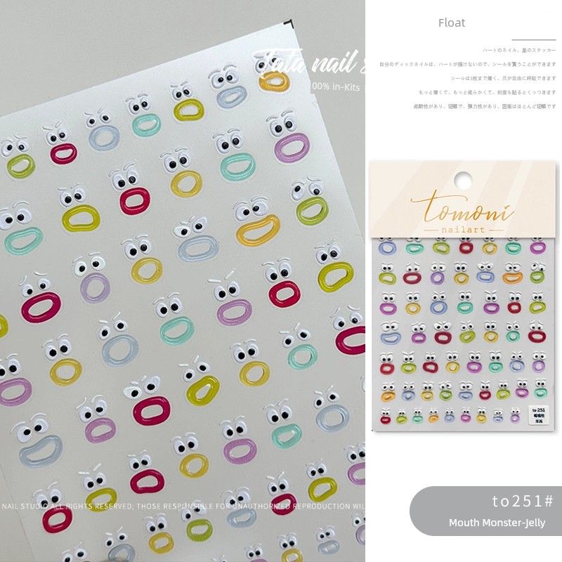 

Internet Hot Funny Girl Nail Stickers for Blowing Bubbles Funny Wearing Nail Ornament Phone Case DIY Stickers Monster Dudu Mouth to 251