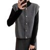 Japanese Style Simple Solid Color Vest Round Neck for Versatile Outerwear Spring and Autumn Gentle Single Breasted Shoulder Knitted Vest for Women