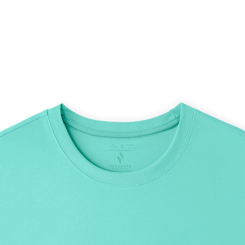 Skechers Comfortable Versatile Simple Fashion Short Sleeve T-Shirt Unisex Tops Pink Green L225U156-000U