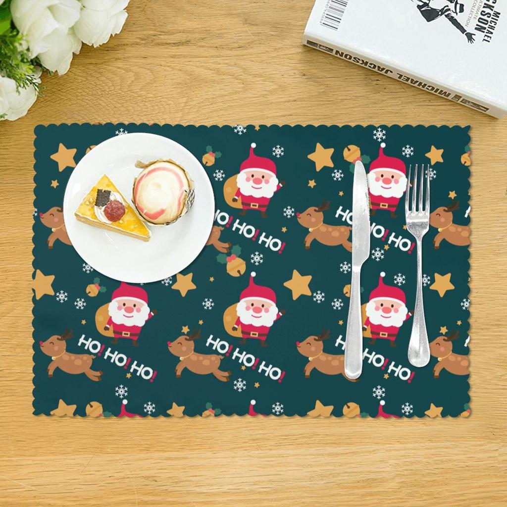 Christmas Placemats Table Mats Snowflake Santa Claus Coaster Pad Cup Dining Kitchen Placemat Non-Slip Home Decorations