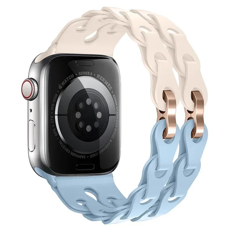 Silicone Strap for Apple Watch Ultra 2 Band 49 44 45 46 42 38 40 41mm Sport Correa Bracelet for Iwatch Series10 9 8 7 6 5 Se 4 3