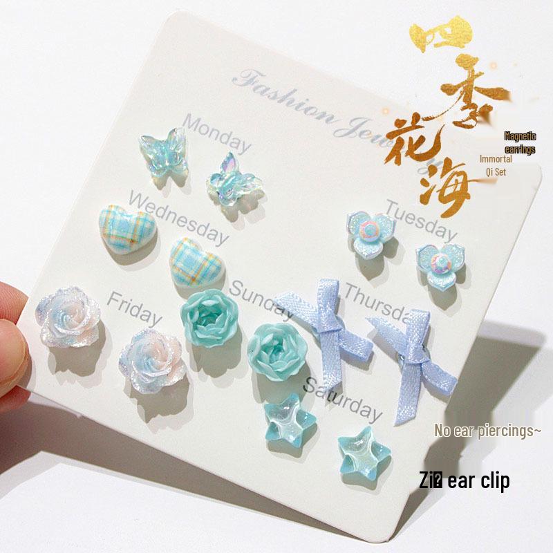 Cherry Blossom Pink Camellia Stud Earrings - Cute & Sweet Set with Magnetic Clips, Fresh Style.