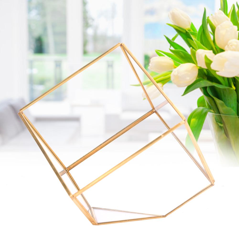 Gold Geometrische Form Sukkulenten Pflanze Blumentopf Glas Pflanzgefäß Landschaft Heim Tischdekoration