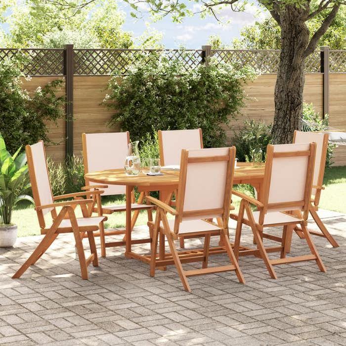 VidaXL 7pcs Garden Dining Set Solid Acacia Wood Textilene, Outdoor Dining Set 3279273