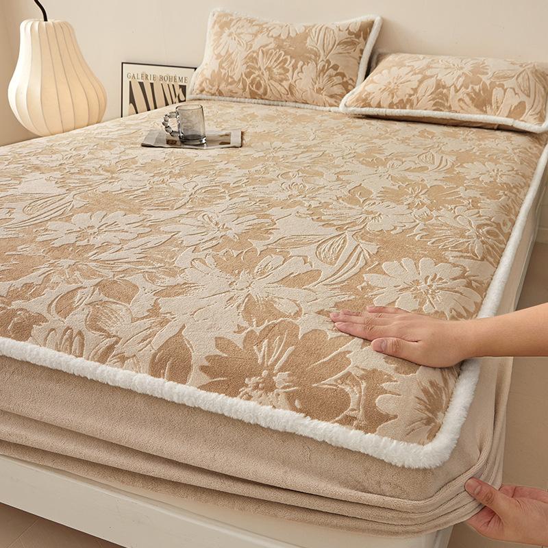 Thickened Milk Coral Fleece Mattress Cover Single Piece Fleece All-Inclusive Mattress Cover Mattress Cover Three-Piece Protective Cover