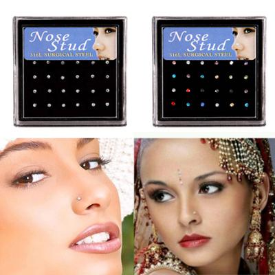 12 Paar Damen-Strass-Lippensteg-Ring aus Edelstahl für Körperpiercing-Nasenstecker