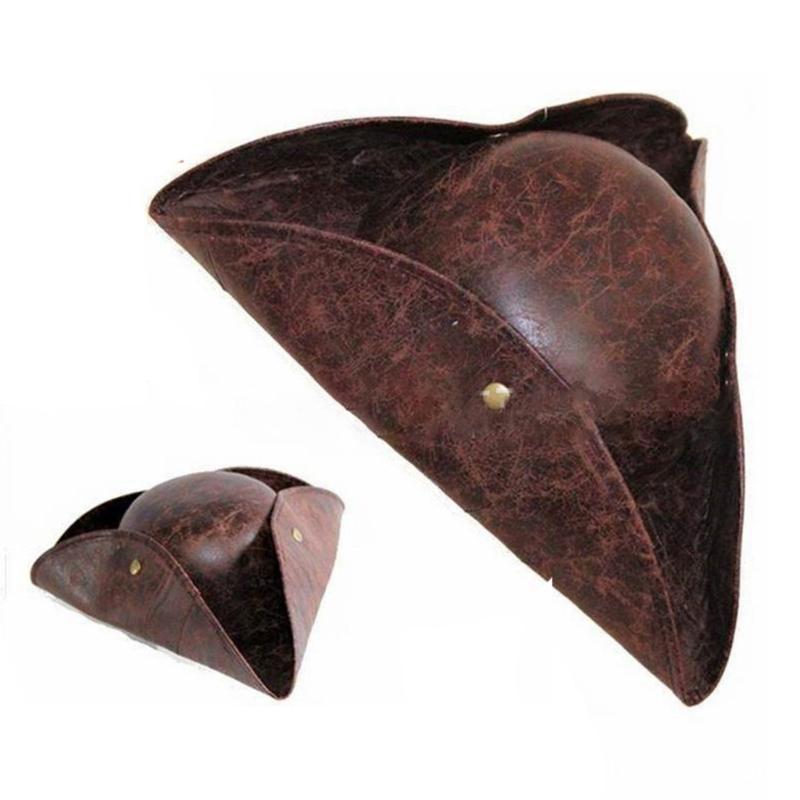 Faux Leather Adult  Pirate Hat for Winter Autumn for Creative Halloween Cosplay Rave Party Jazz Hat Adjustable Large Bri
