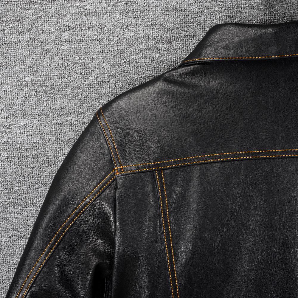 Classic 506 Style Genuine Cow Leather Jacket For Men Blue Black Natural Goatskin Coat Man  Slim Fit Soft Male Clothes Autumn