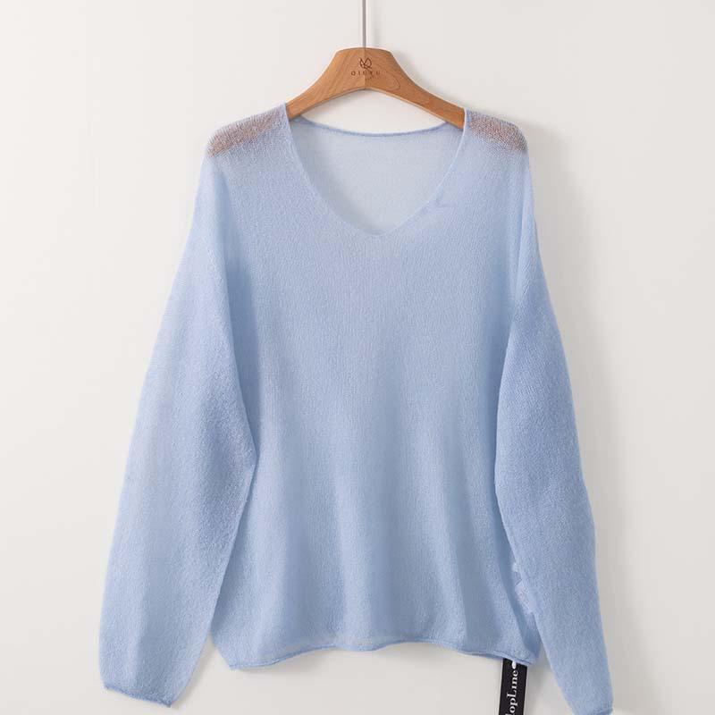 Soft ufu mohair wool blended collar loose knitted jumper women's lazy wind inner with bottoming sweater
