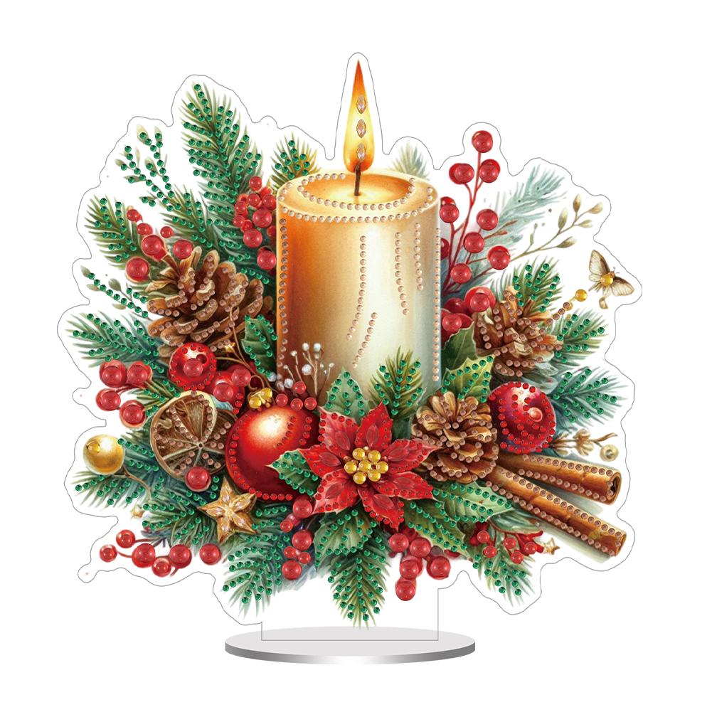 Acrylic Special Shaped Christmas Table Top Diamond Painting Ornament Kits Desktop Diamond Art Kits for Home Office Desktop Decor