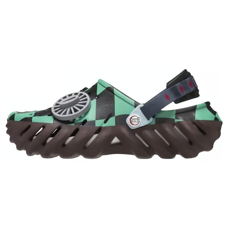 Demon Slayer X Crocs Non-slip and Wear-resistant Hole Shoes for Men and Women In Green and Black