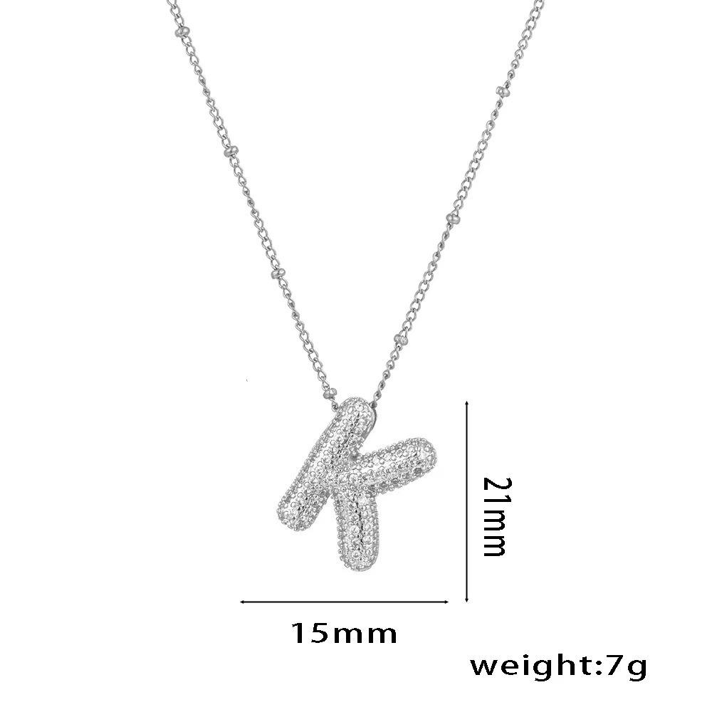 18K Gold-Plated Copper Necklace with Micro-Inlaid Zirconia & 26 Letter Pendant - Classic and Versatile European-American Jewelry