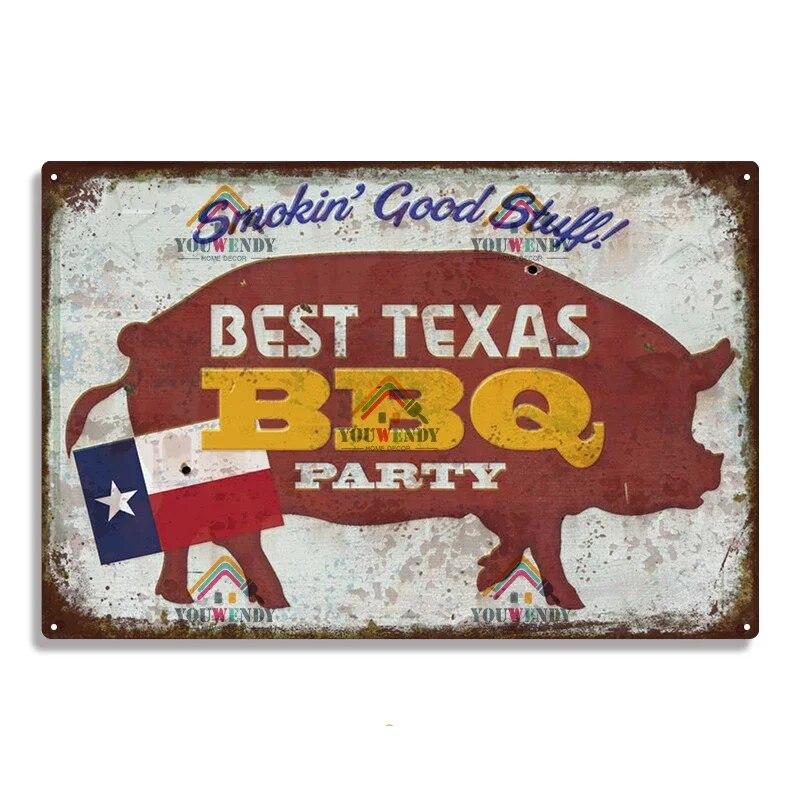 Hisun Tin Sign Retro DADS BBQ Metal Tin Signs Decorative Plaque Wall Decor for Barbecue Bar Pub Kitchen Party Zone Vintage Metal Plate