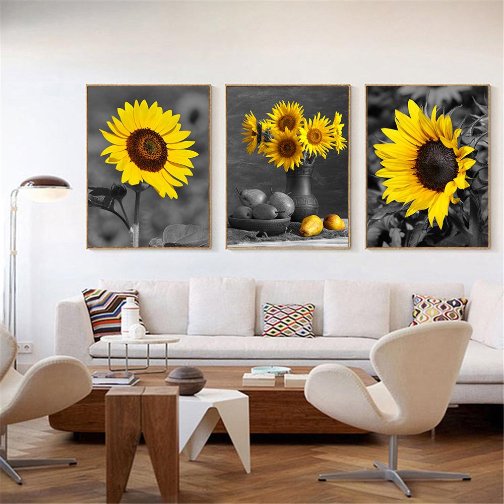Sunflower Wall Painting Black and White Posters Living Room Decoration Canvas Art Hd Print Vintage Picture Home Decor Cuadros