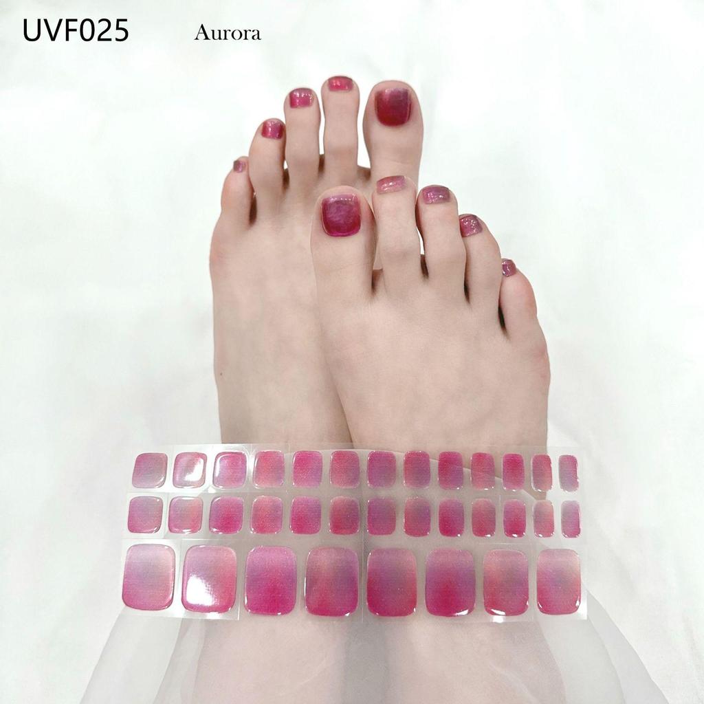 Gel Toe Nail Art Stickers - Semi-Cured UV Lamp Foot Nail Polish Stickers