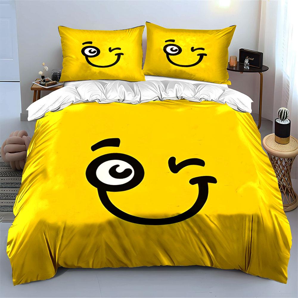 Faccina sorridente che fa l'occhiolino emoji. Set lenzuola Set copripiumino Copripiumini Federe(1*Copripiumino 2*Federe senza imbottitura piumone)