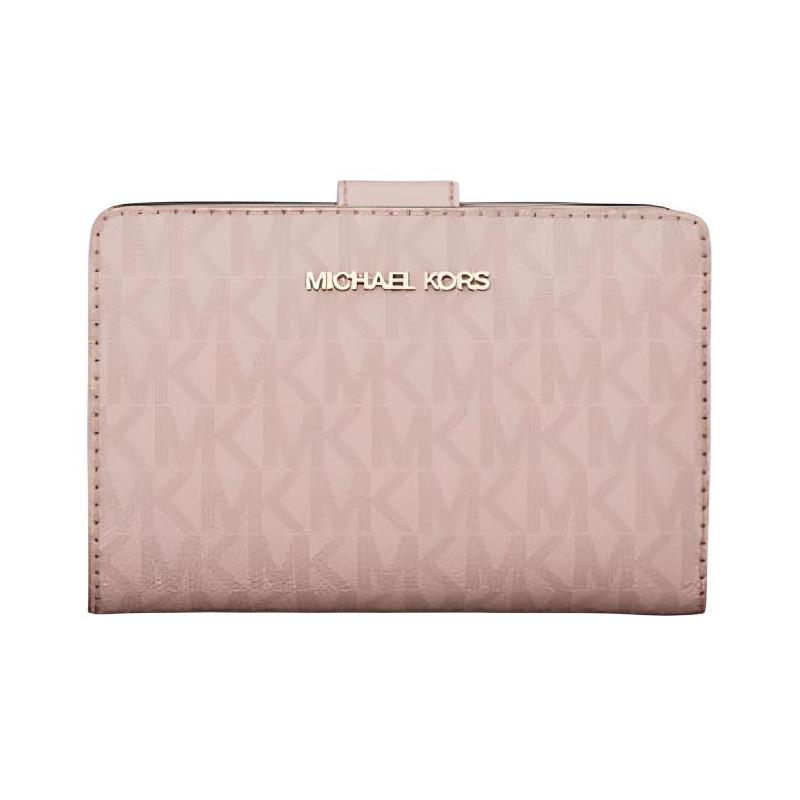 MICHAEL KORS Jet Set Letter Logo Logo Bifold Canvas Wallet Medium Women s Pink розовый